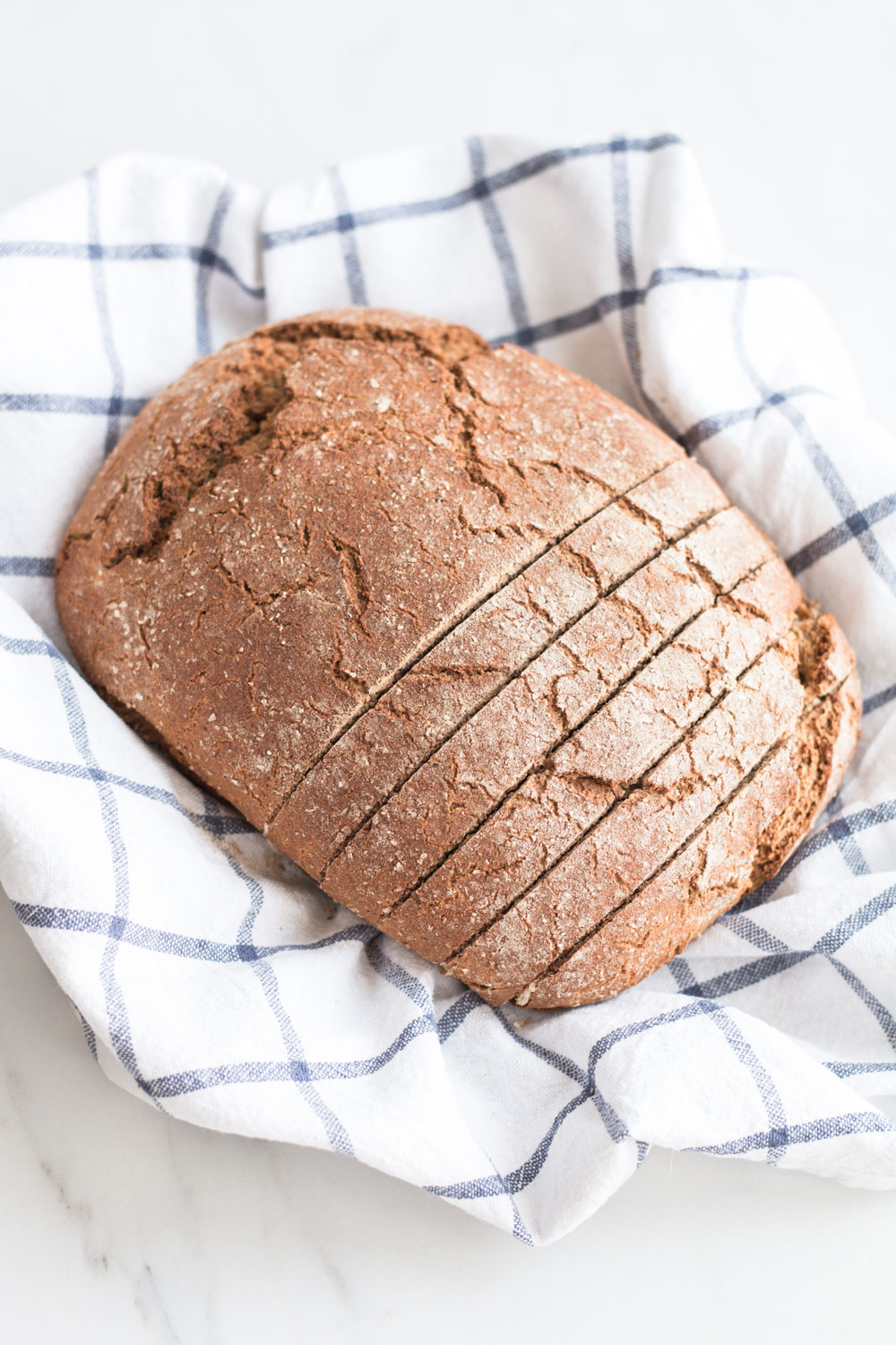 This homemade Mediterranean-style crusty Bread doesn't require more than 2 minutes of kneading and it's low in gluten and high in protein and flavor! https://www.spotebi.com/recipes/homemade-mediterranean-style-crusty-bread/