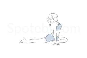 Pigeon pose (Eka Pada Rajakapotasana) instructions, illustration and mindfulness practice. Learn about preparatory, complementary and follow-up poses, and discover all health benefits. https://www.spotebi.com/exercise-guide/pigeon-pose/