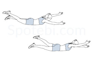 Pilates swimming exercise guide with instructions, demonstration, calories burned and muscles worked. Learn proper form, discover all health benefits and choose a workout. https://www.spotebi.com/exercise-guide/pilates-swimming/