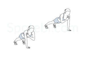 Plank shoulder taps exercise guide with instructions, demonstration, calories burned and muscles worked. Learn proper form, discover all health benefits and choose a workout. https://www.spotebi.com/exercise-guide/plank-shoulder-taps/