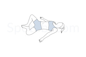Reclining bound angle pose (Supta Baddha Konasana) instructions, illustration and mindfulness practice. Learn about preparatory, complementary and follow-up poses, and discover all health benefits. https://www.spotebi.com/exercise-guide/reclining-bound-angle-pose/