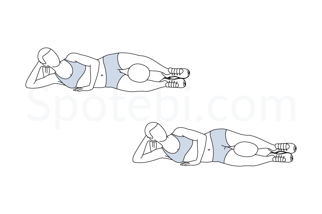 Reverse clamshell exercise guide with instructions, demonstration, calories burned and muscles worked. Learn proper form, discover all health benefits and choose a workout. https://www.spotebi.com/exercise-guide/reverse-clamshell/