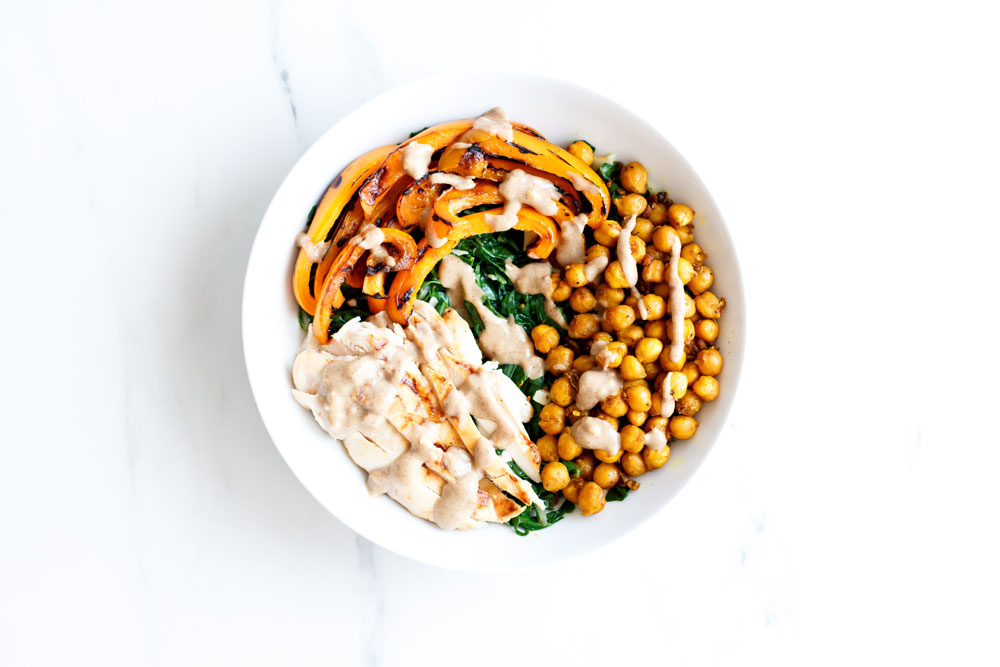 Roasted Chickpea Salad Recipe With Tahini Dressing: Healthy, well-balanced and delish! https://www.spotebi.com/recipes/roasted-chickpea-salad-recipe-with-tahini-dressing/