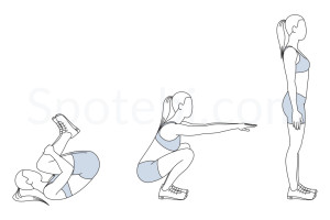Rolling squat exercise guide with instructions, demonstration, calories burned and muscles worked. Learn proper form, discover all health benefits and choose a workout. https://www.spotebi.com/exercise-guide/rolling-squat/