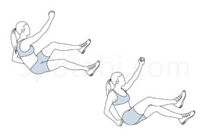 Rope climb crunches exercise guide with instructions, demonstration, calories burned and muscles worked. Learn proper form, discover all health benefits and choose a workout. https://www.spotebi.com/exercise-guide/rope-climb-crunches/