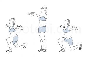 Shoulder squeeze reverse lunge exercise guide with instructions, demonstration, calories burned and muscles worked. Learn proper form, discover all health benefits and choose a workout. https://www.spotebi.com/exercise-guide/shoulder-squeeze-reverse-lunge/