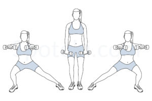 Side lunge front raise exercise guide with instructions, demonstration, calories burned and muscles worked. Learn proper form, discover all health benefits and choose a workout. https://www.spotebi.com/exercise-guide/side-lunge-front-raise/