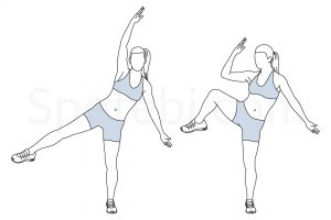 Single leg side crunch exercise guide with instructions, demonstration, calories burned and muscles worked. Learn proper form, discover all health benefits and choose a workout. https://www.spotebi.com/exercise-guide/single-leg-side-crunch/