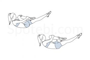 Single leg stretch exercise guide with instructions, demonstration, calories burned and muscles worked. Learn proper form, discover all health benefits and choose a workout. https://www.spotebi.com/exercise-guide/single-leg-stretch/