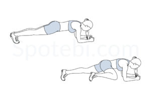 Spiderman plank exercise guide with instructions, demonstration, calories burned and muscles worked. Learn proper form, discover all health benefits and choose a workout. https://www.spotebi.com/exercise-guide/spiderman-plank/