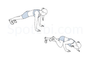 Spiderman push ups exercise guide with instructions, demonstration, calories burned and muscles worked. Learn proper form, discover all health benefits and choose a workout. https://www.spotebi.com/exercise-guide/spiderman-push-ups/