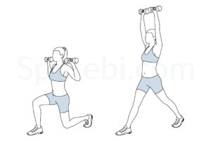 Split squat press exercise guide with instructions, demonstration, calories burned and muscles worked. Learn proper form, discover all health benefits and choose a workout. https://www.spotebi.com/exercise-guide/split-squat-press/
