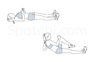 Sprinter crunch exercise guide with instructions, demonstration, calories burned and muscles worked. Learn proper form, discover all health benefits and choose a workout. https://www.spotebi.com/exercise-guide/sprinter-crunch/