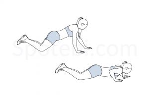 Staggered Arm Knee Push Up Exercise Guide / @spotebi