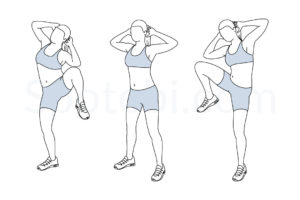 Standing side crunch exercise guide with instructions, demonstration, calories burned and muscles worked. Learn proper form, discover all health benefits and choose a workout. https://www.spotebi.com/exercise-guide/standing-side-crunch/