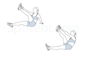 Star toe touch sit ups exercise guide with instructions, demonstration, calories burned and muscles worked. Learn proper form, discover all health benefits and choose a workout. https://www.spotebi.com/exercise-guide/star-toe-touch-sit-ups/