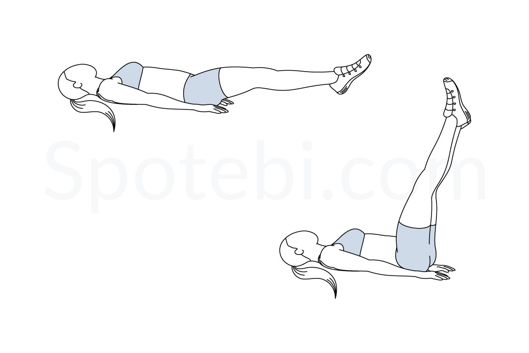 Straight leg raise exercise guide with instructions, demonstration, calories burned and muscles worked. Learn proper form, discover all health benefits and choose a workout. https://www.spotebi.com/exercise-guide/straight-leg-raise/