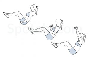 V sit curl press exercise guide with instructions, demonstration, calories burned and muscles worked. Learn proper form, discover all health benefits and choose a workout. https://www.spotebi.com/exercise-guide/v-sit-curl-press/