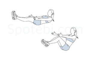 V sit exercise guide with instructions, demonstration, calories burned and muscles worked. Learn proper form, discover all health benefits and choose a workout. https://www.spotebi.com/exercise-guide/v-sit/