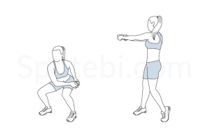 Waist slimmer squat exercise guide with instructions, demonstration, calories burned and muscles worked. Learn proper form, discover all health benefits and choose a workout. https://www.spotebi.com/exercise-guide/waist-slimmer-squat/