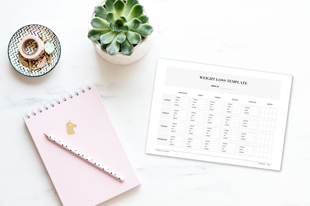 Keep track of your macros with the help of our free printable, and start losing weight today! https://www.spotebi.com/fitness-tracker/weight-loss-template/