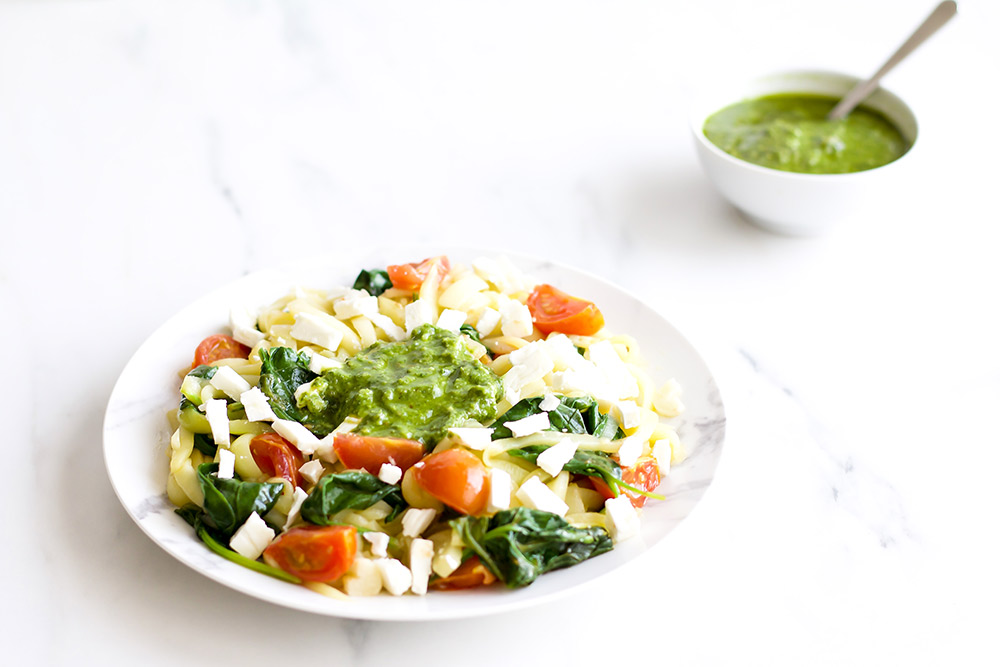 Zucchini Noodles With Basil Pesto Recipe: Low-calorie, healthy and yummy alternative to regular pasta! https://www.spotebi.com/recipes/zucchini-noodles-basil-pesto/